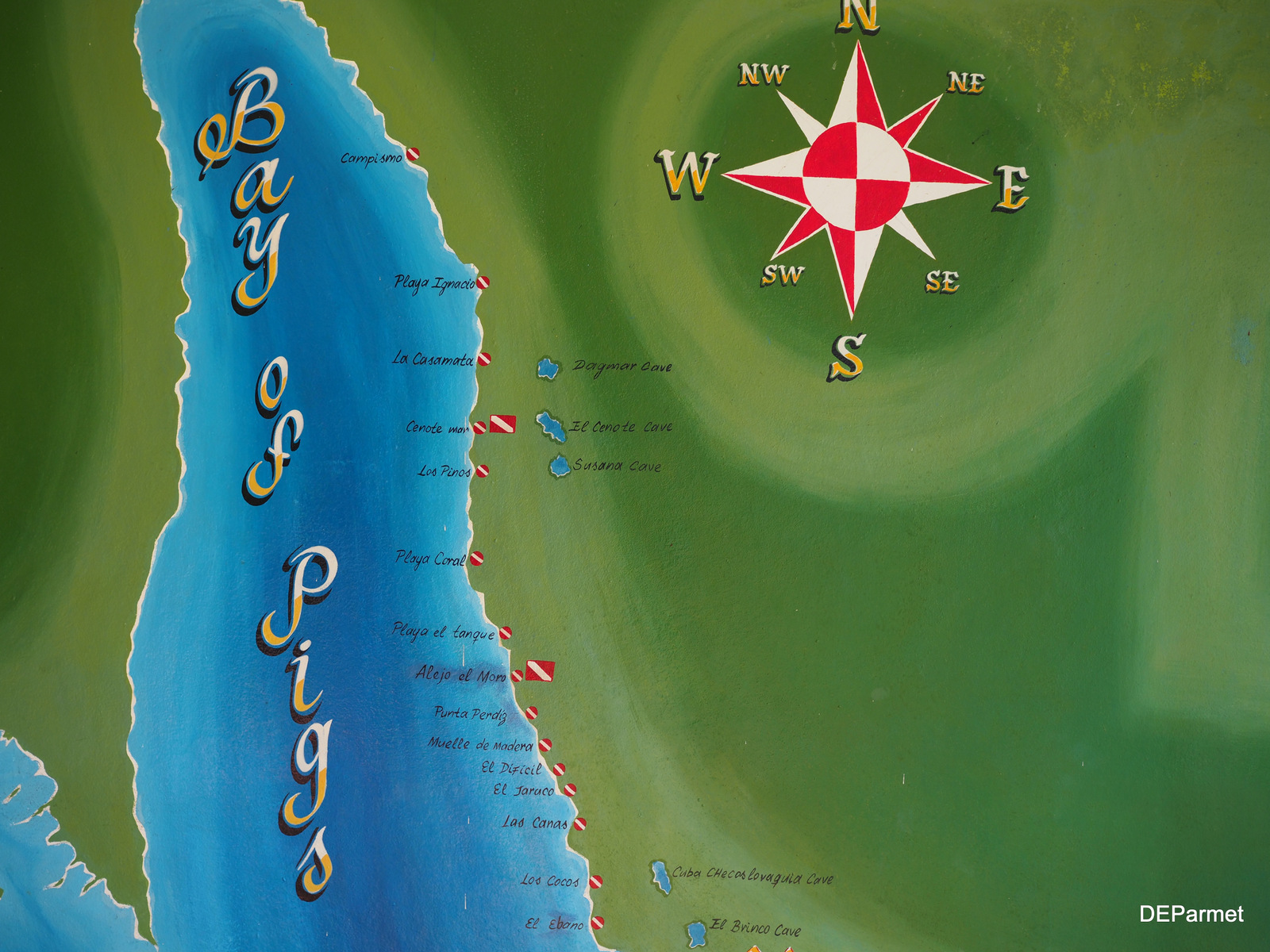 Playa Giron Dive Sites Map